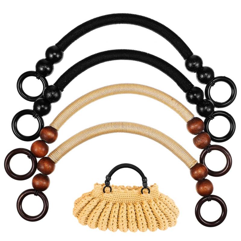 BATHVEVE 4Stücke Teiliges Hölzerne Perlen Taschengriffe Nylonseil für DIY Handtaschen Schultertaschen und Geldbörsen Ersatzgriffe von BATHVEVE