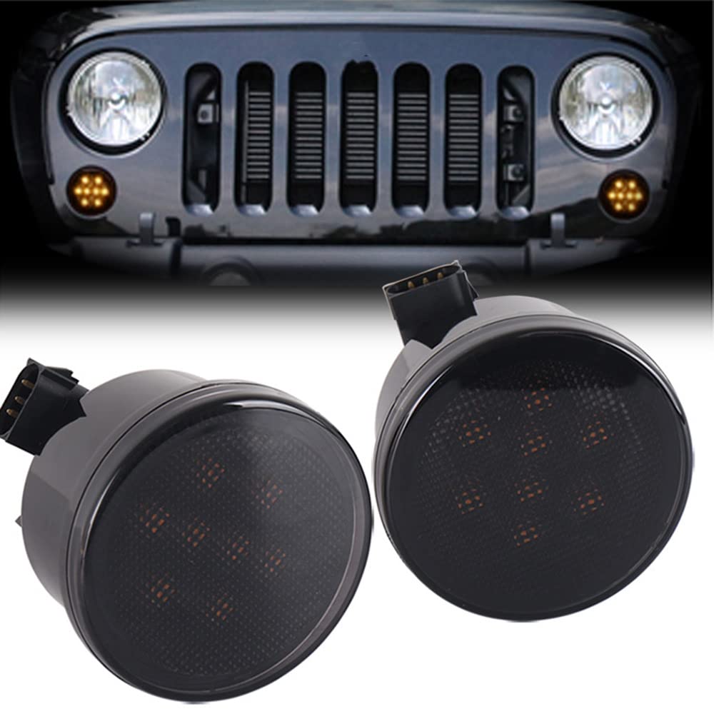 BATLAM Seitenblinkerleuchte Frontblinkerleuchte Gelb Rauchglas Für Jeep Wrangler JK 2007-2015,Turn Signal von BATLAM