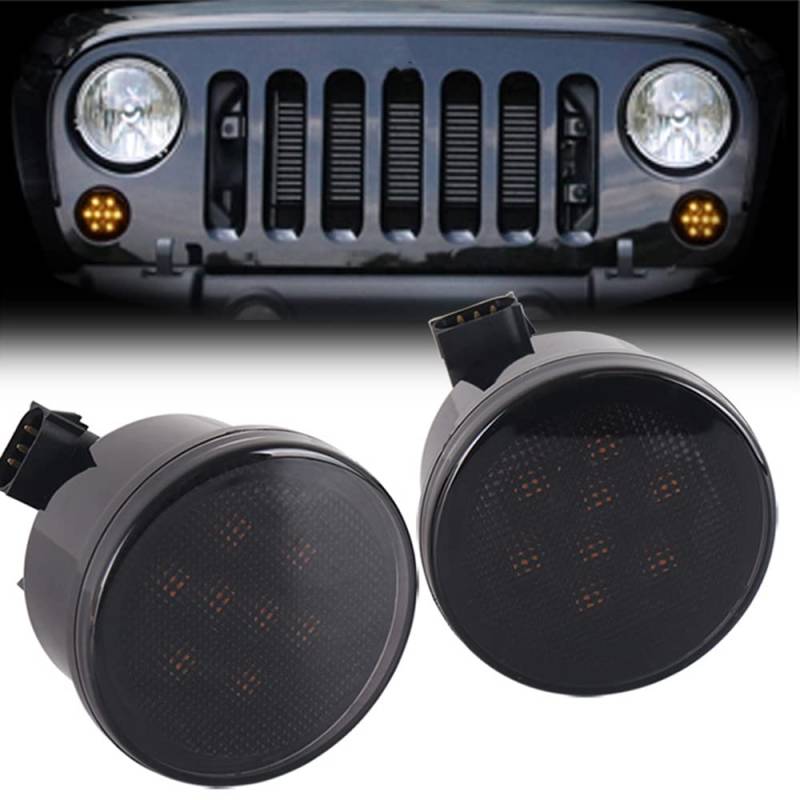 BATLAM Seitenblinkerleuchte Frontblinkerleuchte Gelb Rauchglas Für Jeep Wrangler JK 2007-2015,Turn Signal von BATLAM