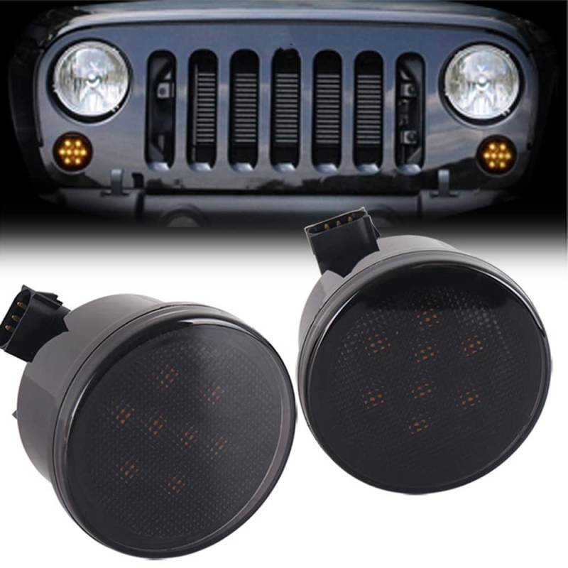 BATLAM Seitenblinkerleuchte Frontblinkerleuchte Gelb Rauchglas Für Jeep Wrangler JK 2007-2015,Turn signal von BATLAM