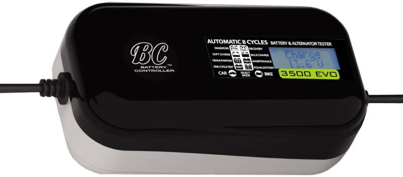 BC 3500 EVO UK - 12 V 0,9 A//- Digital Supersafe KFZ/Motorrad Batterie Ladegerät inkl. Akku und Lichtmaschine Tester - mehrsprachigen Display von BATTERY CONTROLLER
