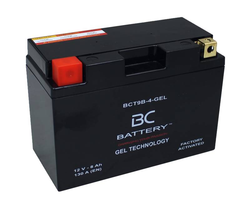 BC BATTERY Motorrad Starterbatterie mit GEL 12V 8Ah BCT9B-4-GEL Moto&Scooter, wartungsfrei versiegelt vorgeladen ähnlich YT9B-BS von BATTERY CONTROLLER