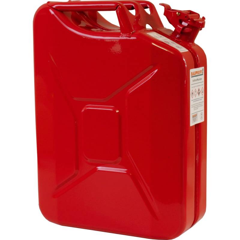 20 Liter Stahlblechkanister GGVS mit Sicherungsstift ROT Benzinkanister Metallkanister 20L von BAUPROFI