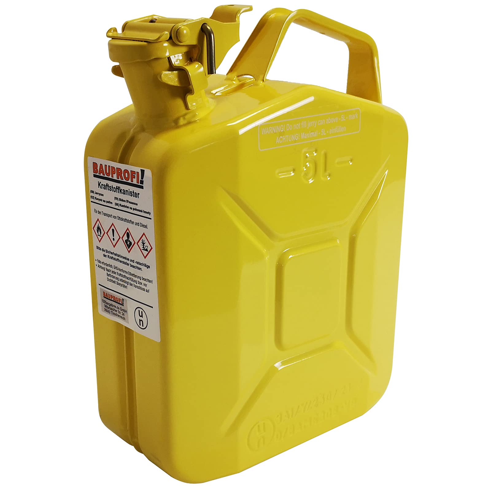 BAUPROFI 5 Liter Stahlblechkanister GGVS mit Sicherungsstift GELB Benzinkanister BAUPROFI 5 Liter Stahlblechkanister GGVS mit Sicherungsstift GELB Benzinkanister von BAUPROFI