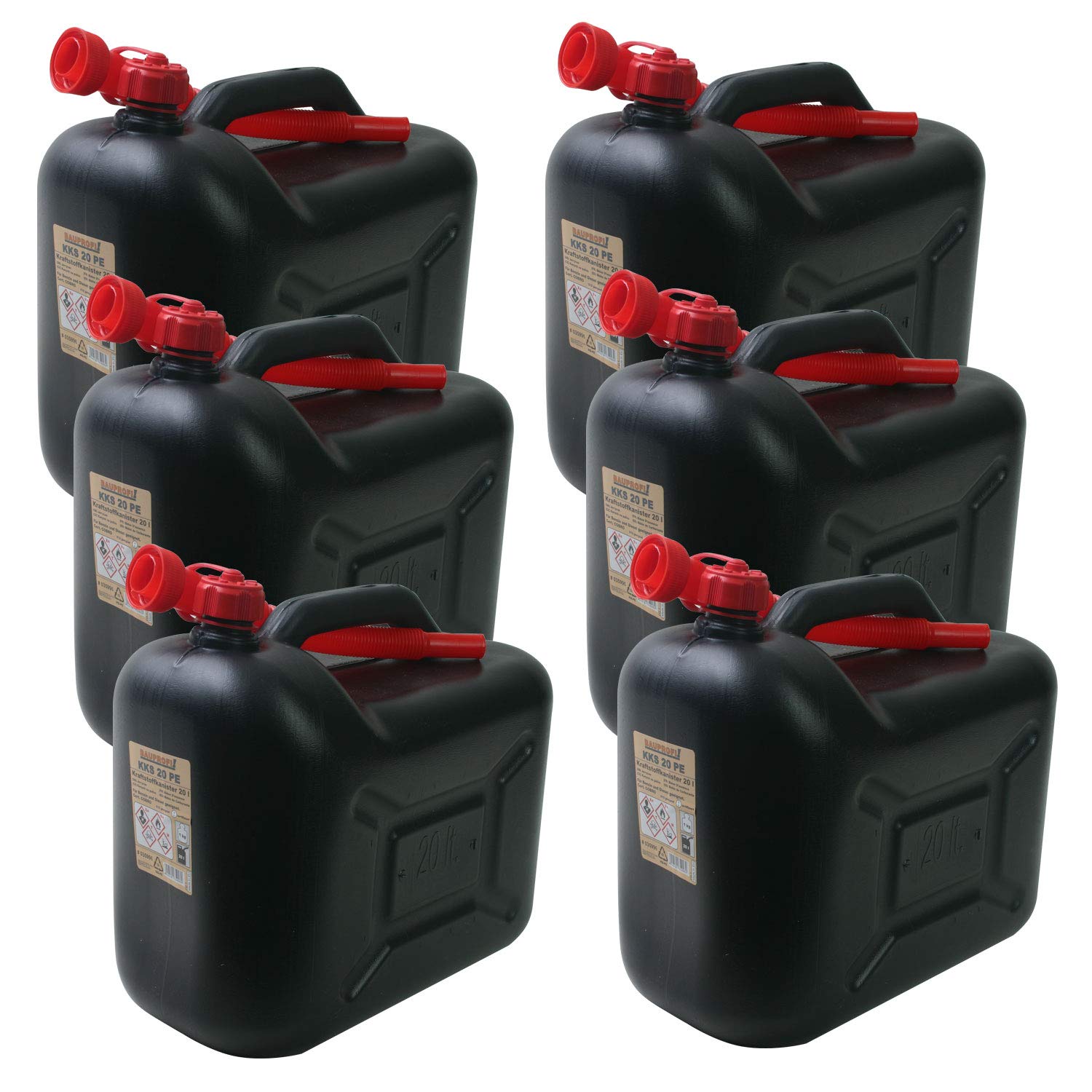 BAUPROFI 6er Set: 6X Benzinkanister KKS 20 PE schwarz 20 Liter Kraftstoffkanister 20L BAUPROFI 6er Set: 6X Benzinkanister KKS 20 PE schwarz 20 Liter Kraftstoffkanister 20L von BAUPROFI