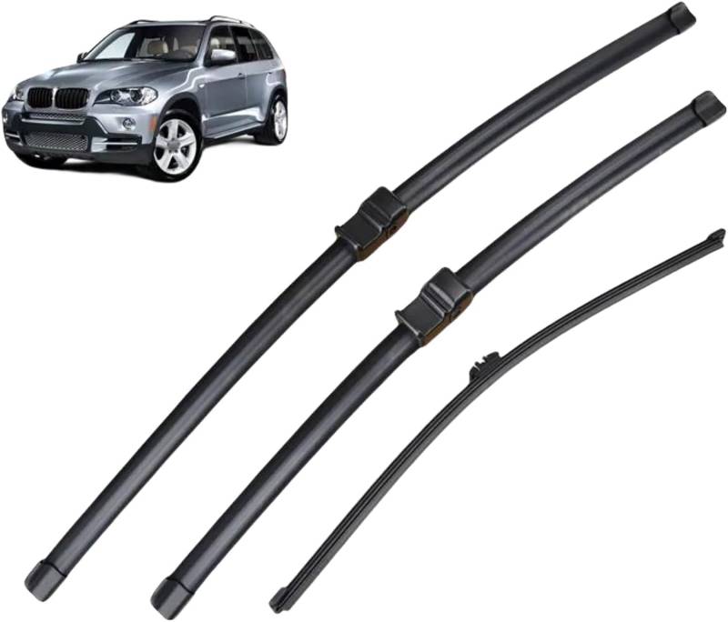 Auto Scheibenwischer für-BMW X5 E70 2006–2011, 24"+20"+15", Hochwertige Gummi HD Leiser Wischblätter Klare Sicht Reinigungsfenster Ersatzteile von BAfafa