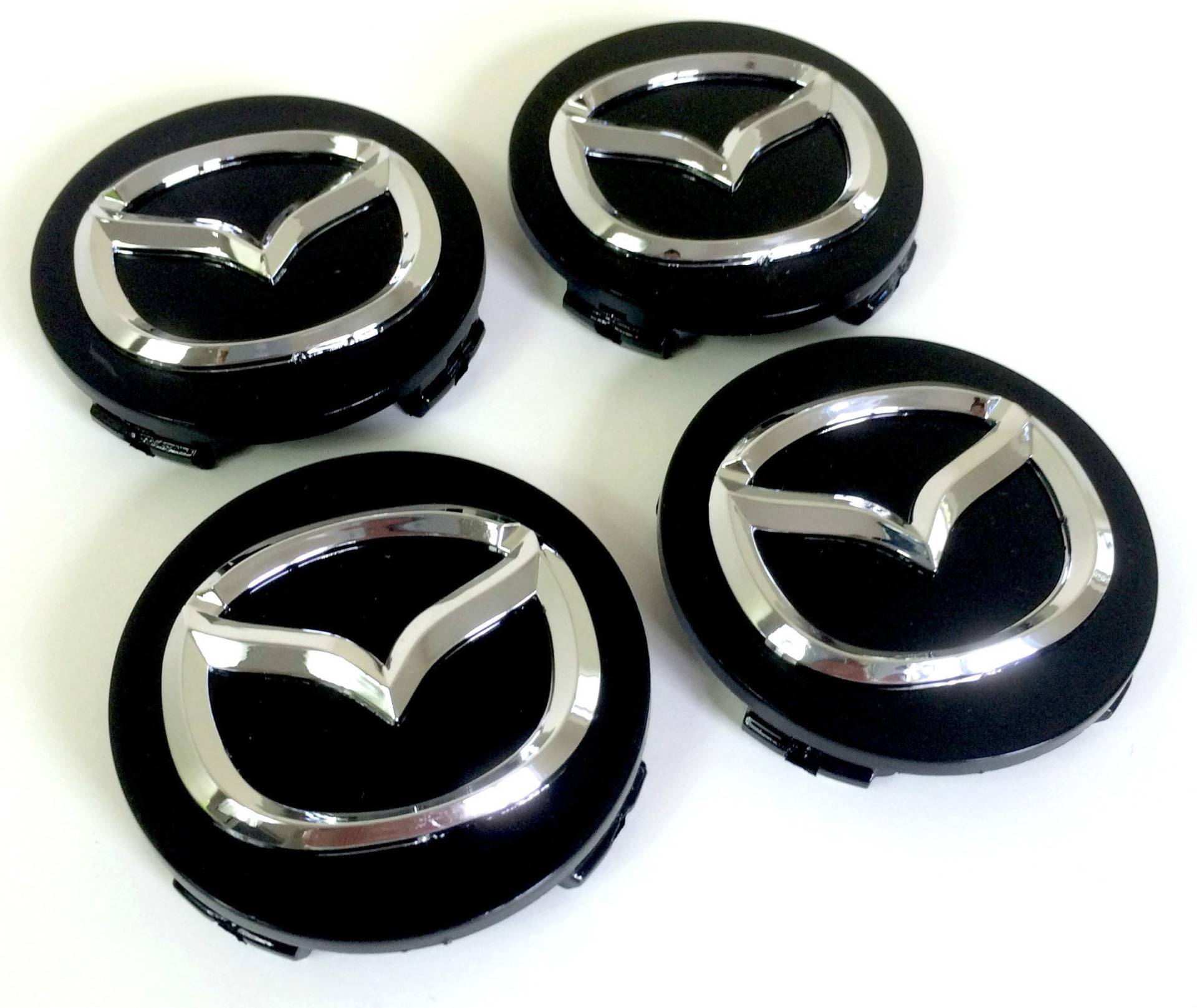 4 Stück Nabendeckel, for Mazda Mazda2 Mazda3 Mazda5 Mazda6 Mazda8 CX-3 CX-5 CX-9 MX-5 RX-8,ABS Nabenkappen Felgendeckel Radnabenkappen, Chrom, 60 mm von BBAUER