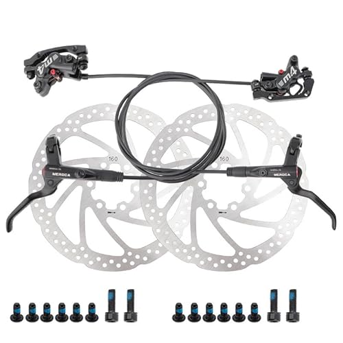 MTB Hydraulische Scheibenbremse Set, Aluminiumlegierung Doppelkolbenbremse mit 160mm Scheibenbremsscheiben für Fahrrad, Rennrad, Mountainbike, BMX (Links Hinten, Rechts Vorne) von BBTISG