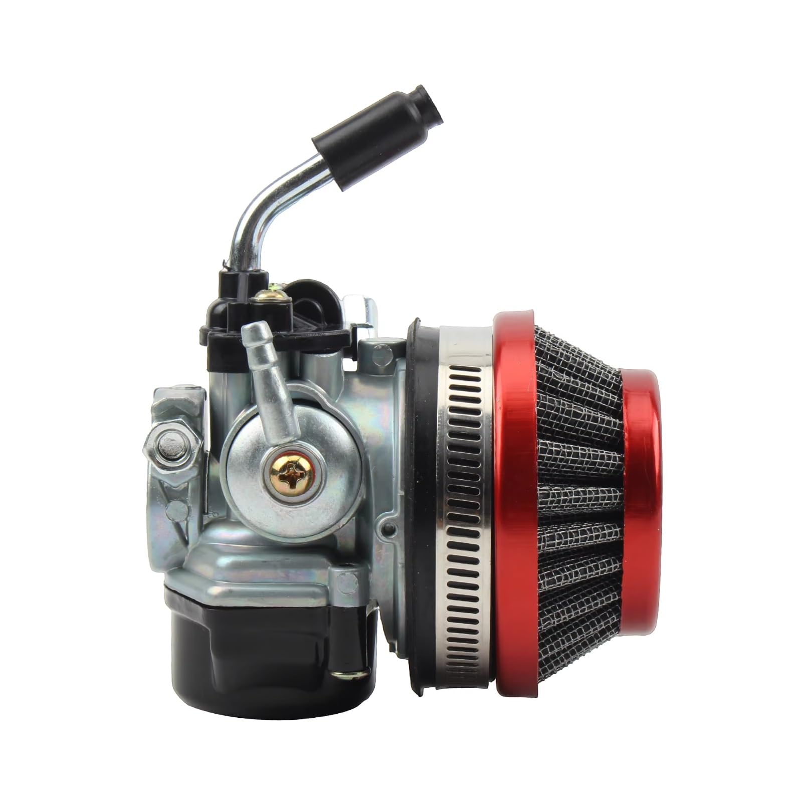 BBWUQIU Roller Vergaser Motocross 2 Takt Wassergekühlter Vergaser Mit Ansaugrohr Luftfilter 37 49 50 80CC Motorrad Dirt Pocket Bike Universal Teile(Silver Red) von BBWUQIU