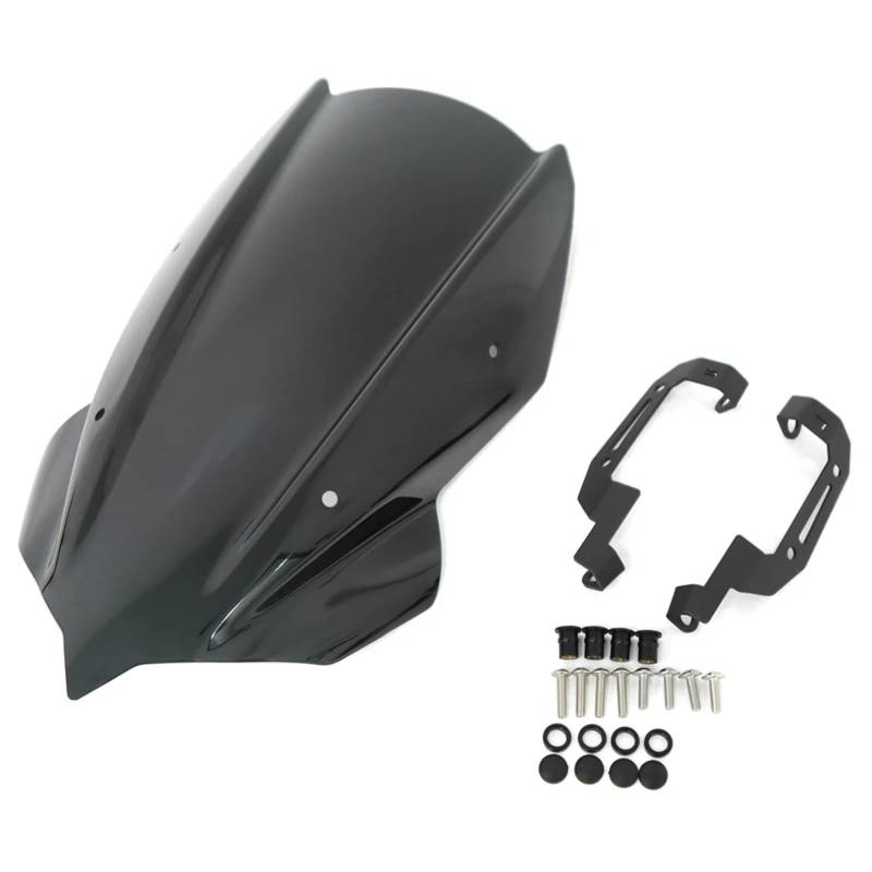 BBWUQIU Windabweiser Motorrad Für Z250 Für Z400 2019-2024 Motorrad Windschutz Windschutz Bildschirm Visier Windabweiser Mit Halterung Motorrad Windschutzscheibe Luftabweiser(Dark Grey) von BBWUQIU