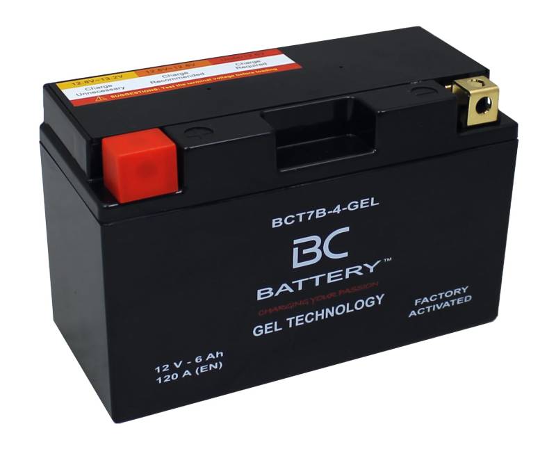 BC BATTERY Motorrad Starterbatterie mit GEL 12V 6Ah BCT7B-4-GEL Moto&Scooter, wartungsfrei versiegelt vorgeladen ähnlich YT7B-BS von BATTERY CONTROLLER