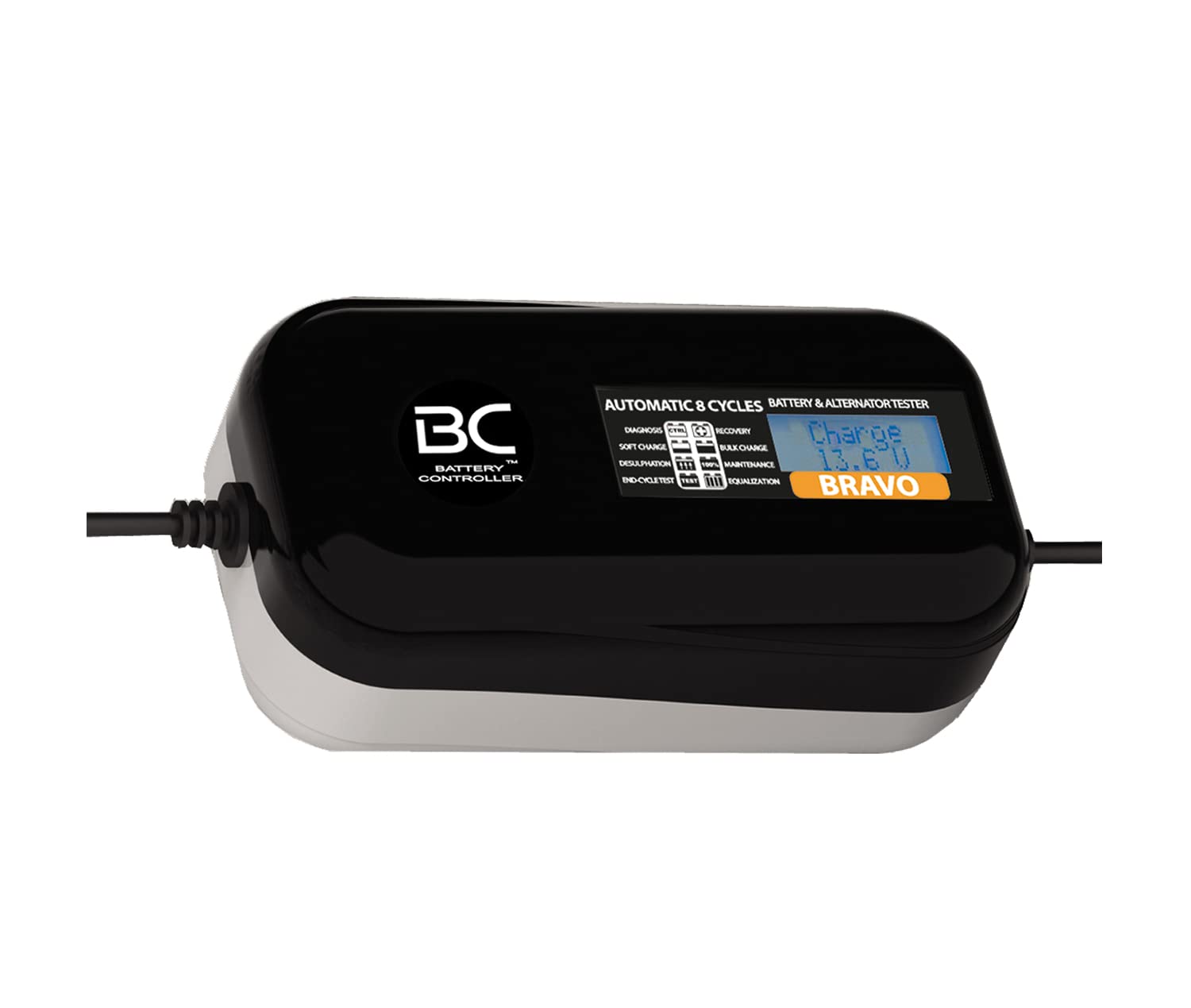 BC Battery Controller BC BRAVO 2000, Digitales Batterieladegerät und Erhaltungsladegerät mit LCD, Batterie- und Ladesystem-Prüfgerät für alle 12V Blei-Säure Autobatterien und Motorradbatterien, 2 Amp von BATTERY CONTROLLER