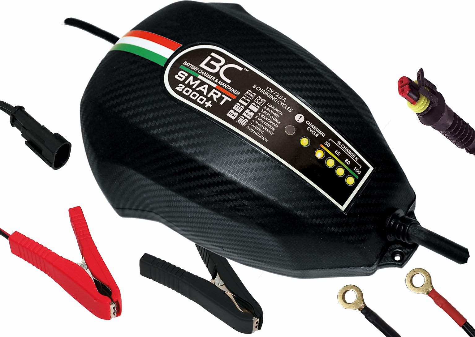 BC Battery Controller BC SMART 2000+, Intelligentes Batterieladegerät und Erhaltungsladegerät für alle 12V Blei-Säure Autobatterien und Motorradbatterien, 2 Amp von BATTERY CONTROLLER