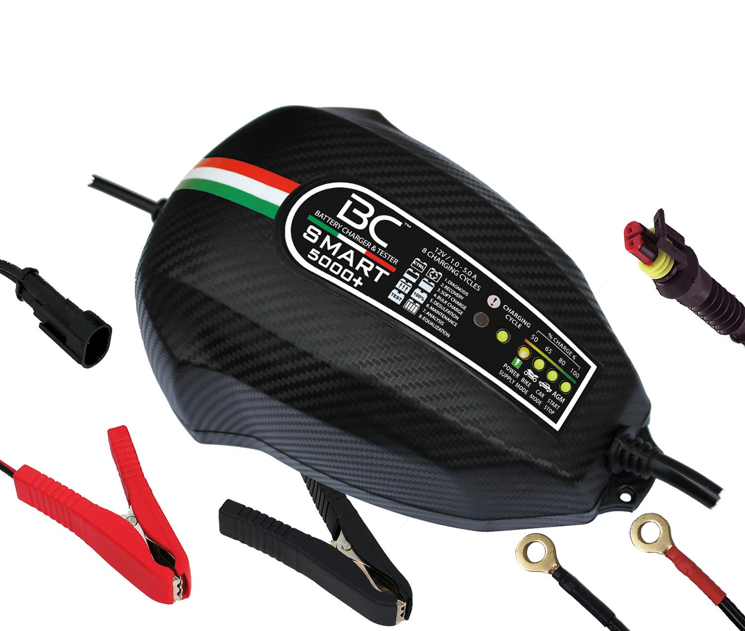 BC Battery Controller BC SMART 5000+, Intelligentes Batterieladegerät und Erhaltungsladegerät für alle 12V Blei-Säure Autobatterien und Motorradbatterien, 5A/1A von BATTERY CONTROLLER