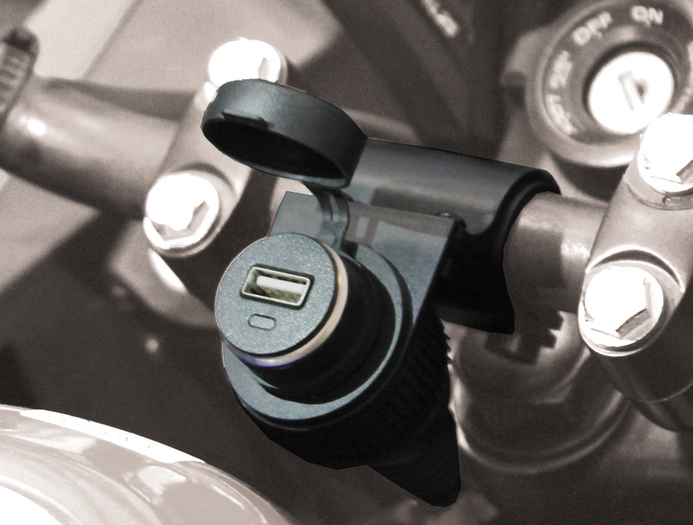 BC Battery Controller 710-S12USB Wasserdichte Bordsteckdose/Zigarettenanzünderbuchse mit Lenkerhalterung für Motorrad mit USB-Adapter 5 V von BC Battery Controller