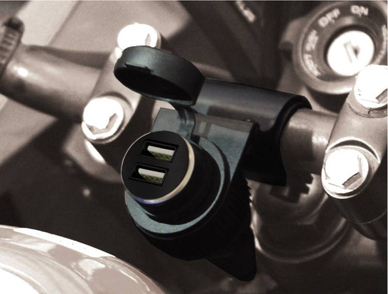 BC Battery Controller 710-S12USBDUAL Wasserdichte Bordsteckdose/Zigarettenanzünderbuchse mit Lenkerhalterung für Motorrad von BATTERY CONTROLLER