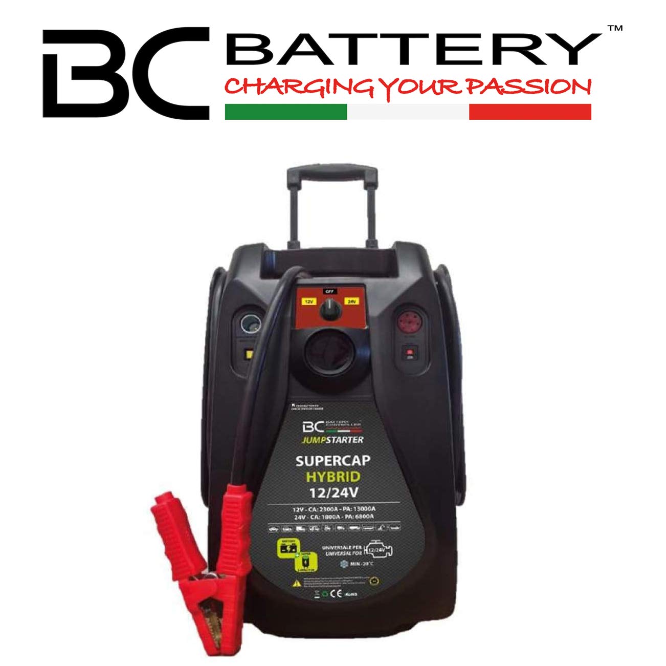BC Battery Controller BC Jumpstarter Hybrid 12 / 24V 13000A | Professioneller Booster mit Superkondensatoren für Benzin, Diesel, Hybridautos/Vans/Traktoren von BC Battery Controller