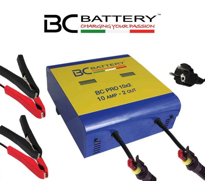BC PRO 10x2 | Batterieladegerät und Wartungsgerät mit 2 Ausgängen mit 8 automatischen Zyklen für Lithium-, Blei-Säure- und Start & Stop-Batterien bis 200 Ah von BC Battery Controller