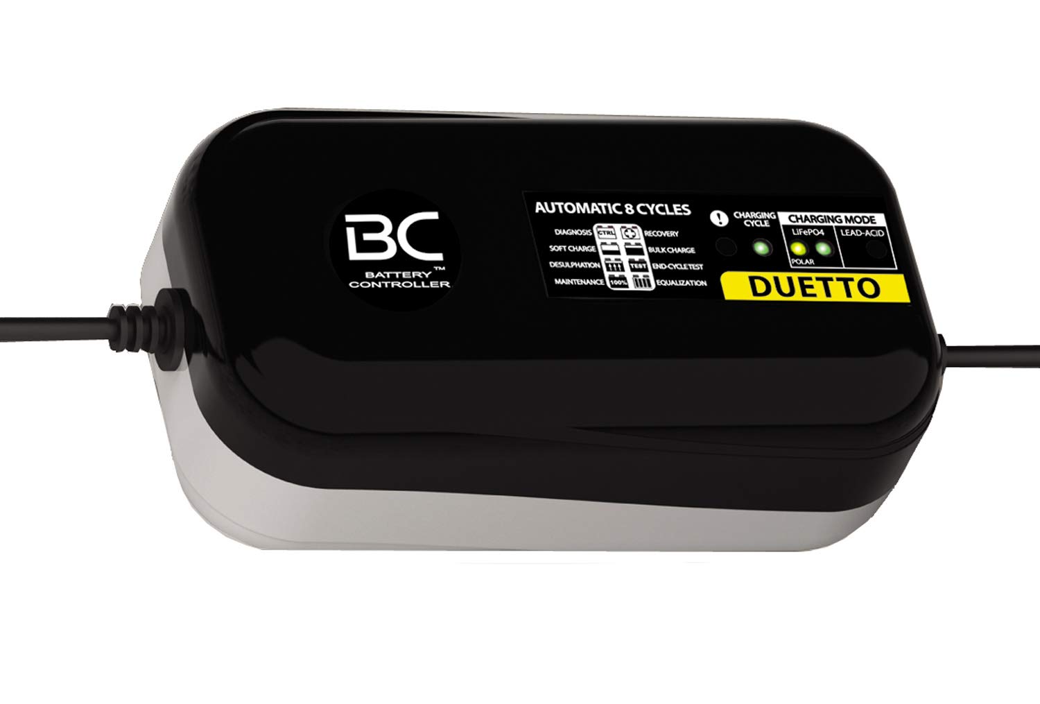 BC DUETTO - 12V 1,5A - Automatisches Batterieladegerät und Erhaltungsgerät für Blei-Säure-Batterien und Lithium-/LiFePO4-Batterien von BC Battery Controller