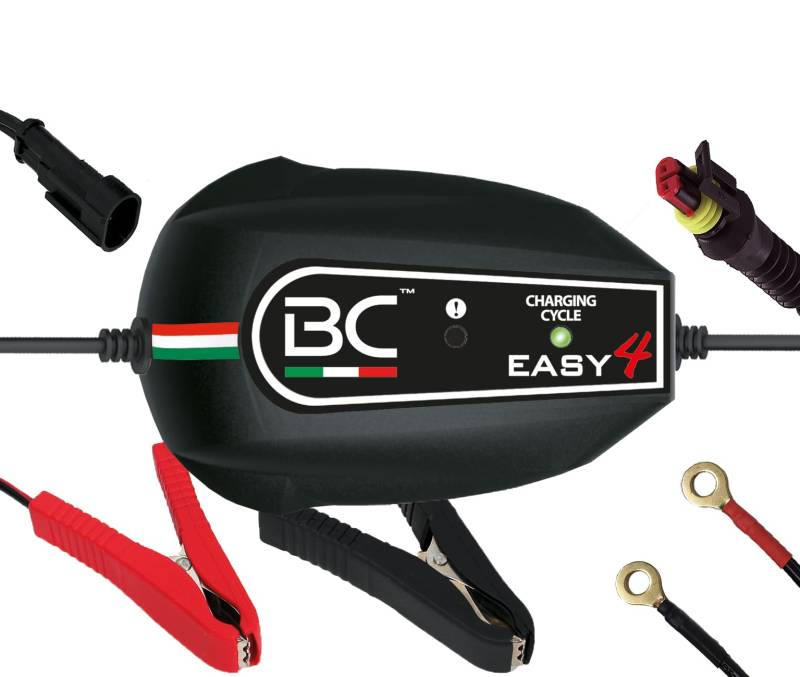 BC Battery 700BCE4P Controller BC EASY 4, Intelligentes Batterieladegerät und Erhaltungsladegerät mit 4 Ladezyklen für alle 12V Blei-Säure Autobatterien und Motorradbatterien, 1 Amp von BC Battery Controller