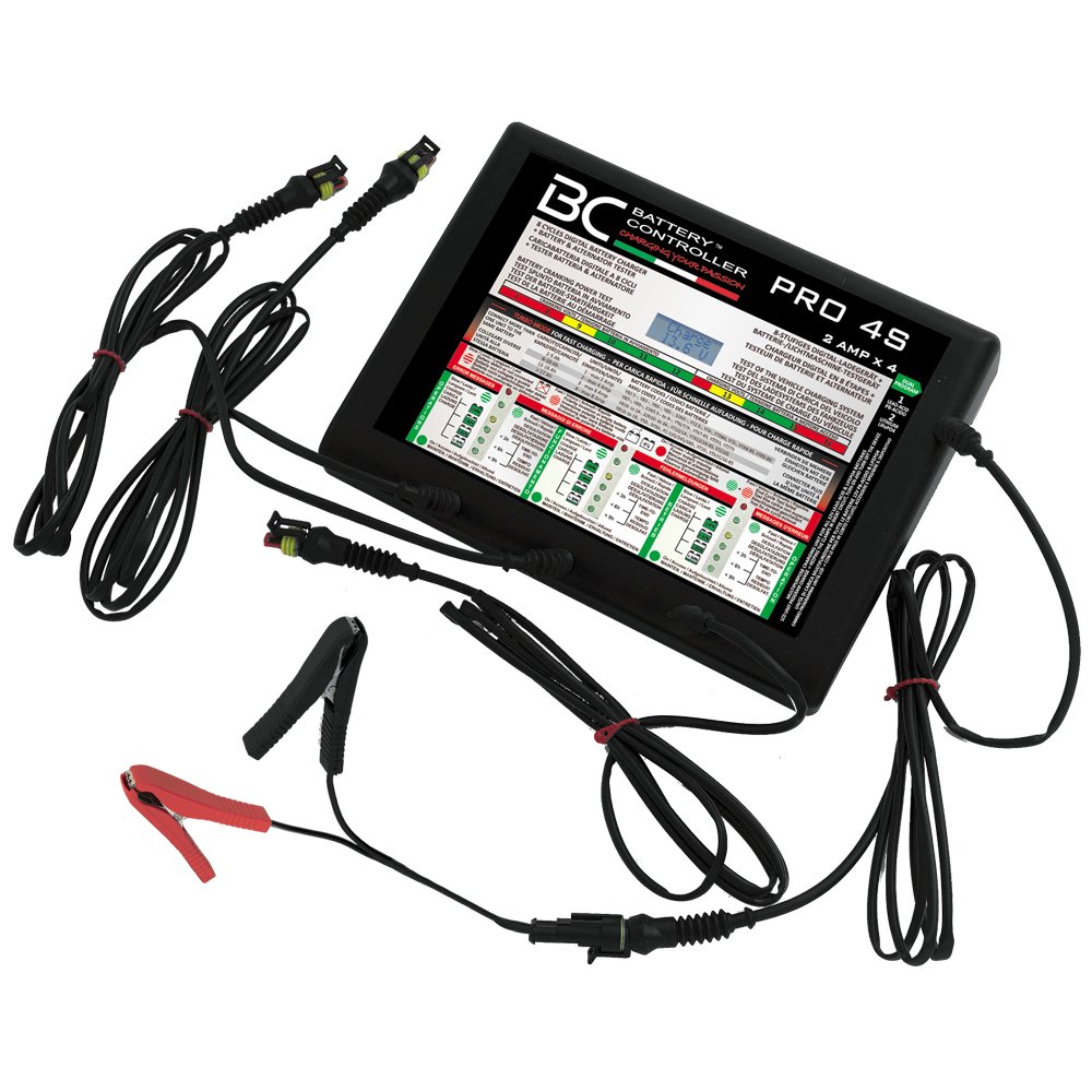 BC PRO 4S - Profi 4-Bank-Batterieladegerät und Testgerät für 12V Blei-Säure- und Lithiumbatterien von BATTERY CONTROLLER