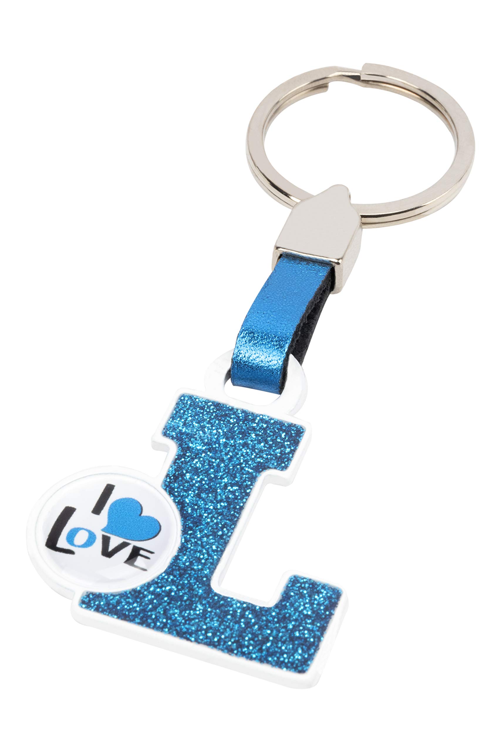 BC CORONA Metallischer Schlüsselanhänger I Love; Buchstabe L; Blau Farbe. von BC CORONA