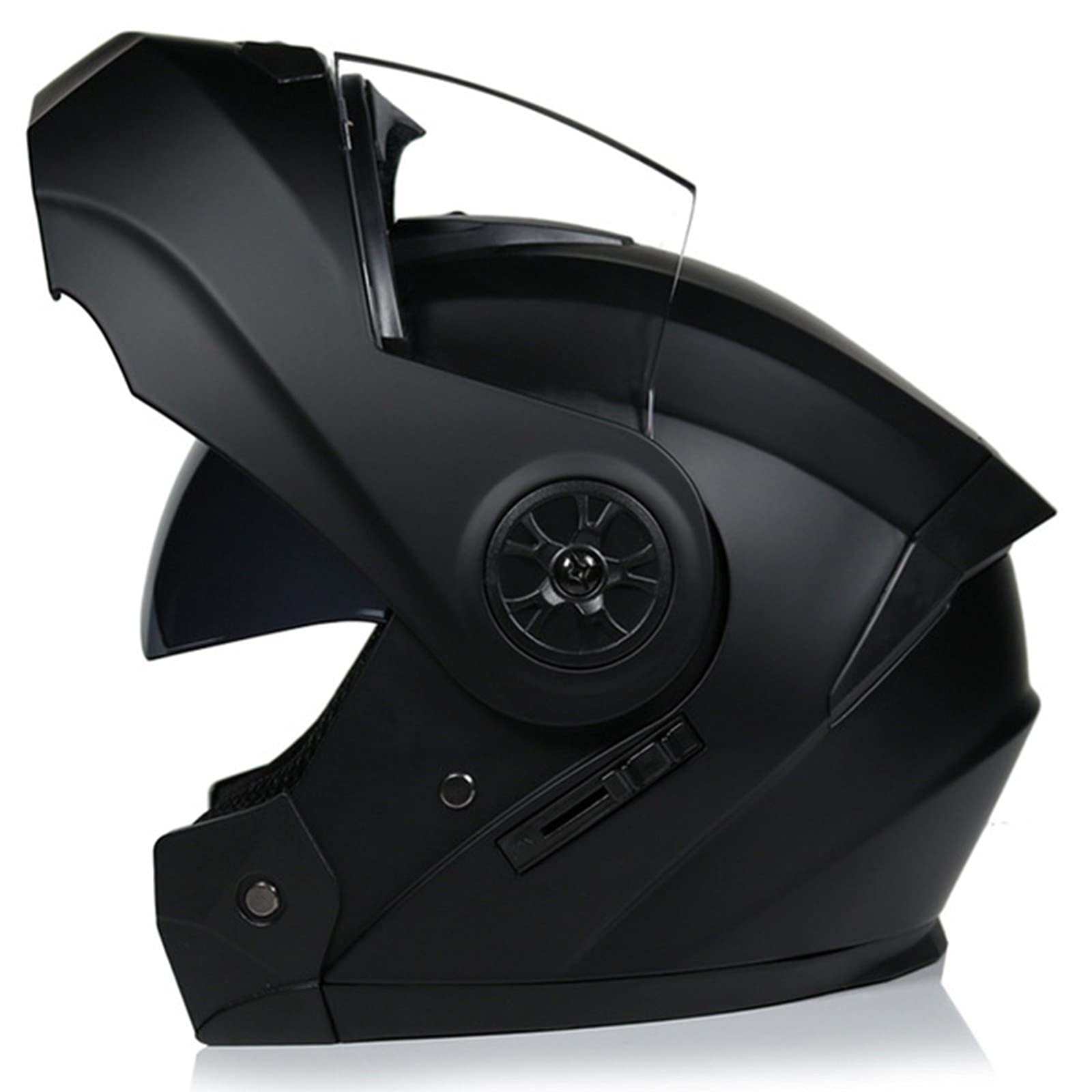 Bluetooth Integralhelm Klapphelm Modularer Motorradhelm Motorrad Moped Street-Helm Mit Klarem Sonnenvisier DOT/ECE-Zugelassener Leichter Sturzhelm Für Erwachsene Männer Frauen Matte Black 1,XL von BCBKD