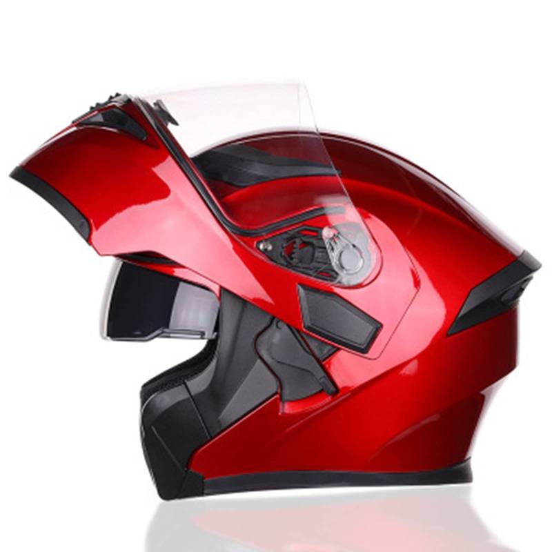Integralhelm Klapphelm Modularer Motorradhelm DOT/ECE Zugelassener Motorrad Crash Helm Flip Up Dual Visor Helm Für Männer Frauen Erwachsene Modularer Motorrad Street Bike Helm Red,M von BCBKD