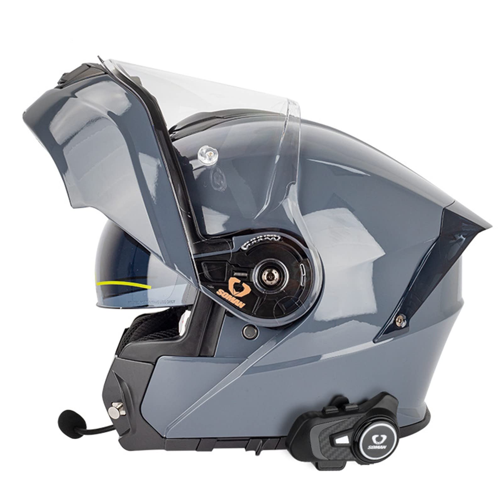 Modularer Motorradhelm mit Intercom Bluetooth Klapphelm mit Bluetooth Integriert FM Radio ECE Geprüft Modulare Helme Integralhelm für Herren Damen mit Doppelvisier Cement Grey,XL Modularer Motorradhelm mit Intercom Bluetooth Klapphelm mit Bluetooth Integriert FM Radio ECE Geprüft Modulare Helme Integralhelm für Herren Damen mit Doppelvisier Cement Grey,XL von BCBKD