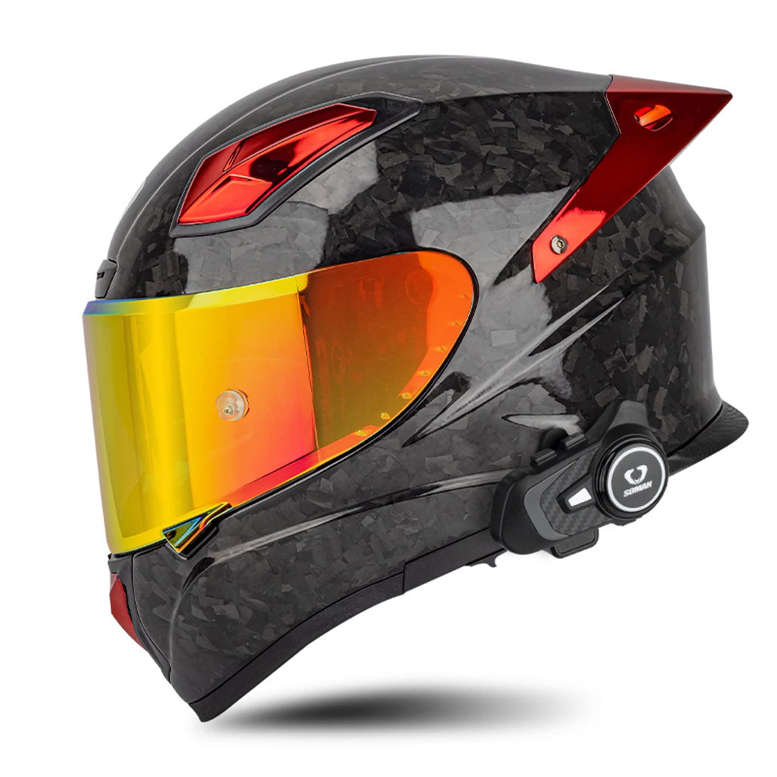 Motorrad helme Carbon Integralhelm mit Bluetooth intercom ECE-zugelassener Scooter-Motorradhelm für Damen Herren Rennrad-Motorradhelm mit Doppelvisier E,L Motorrad helme Carbon Integralhelm mit Bluetooth intercom ECE-zugelassener Scooter-Motorradhelm für Damen Herren Rennrad-Motorradhelm mit Doppelvisier E,L von BCBKD