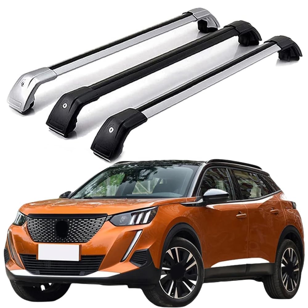 für Peugeot 2008 SUV 2020-2024 Abschließbare Dachträger-Querstreben, Aluminium Querträger mit Anti-Diebstahl-Metallschloss, 115 kg Tragkraft,Silver für Peugeot 2008 SUV 2020-2024 Abschließbare Dachträger-Querstreben, Aluminium Querträger mit Anti-Diebstahl-Metallschloss, 115 kg Tragkraft,Silver von BCBSYCJP