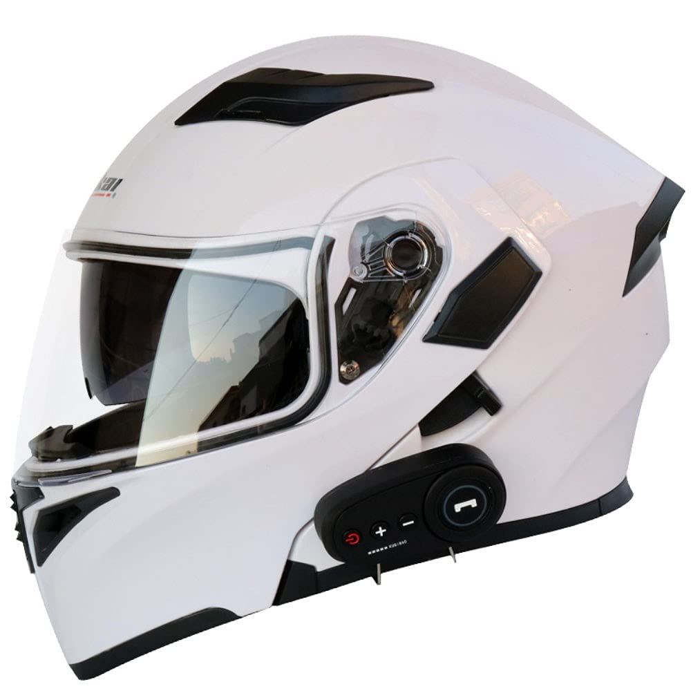 Motorradhelm Klapphelm Mit Bluetooth - Klapphelm Motorrad Herren - RollerHelm Bluetooth-Helm Mit Doppelvisier, ECE Genehmigt Motorradhelm Für Damen Und Herren M~XXL von BCCDP