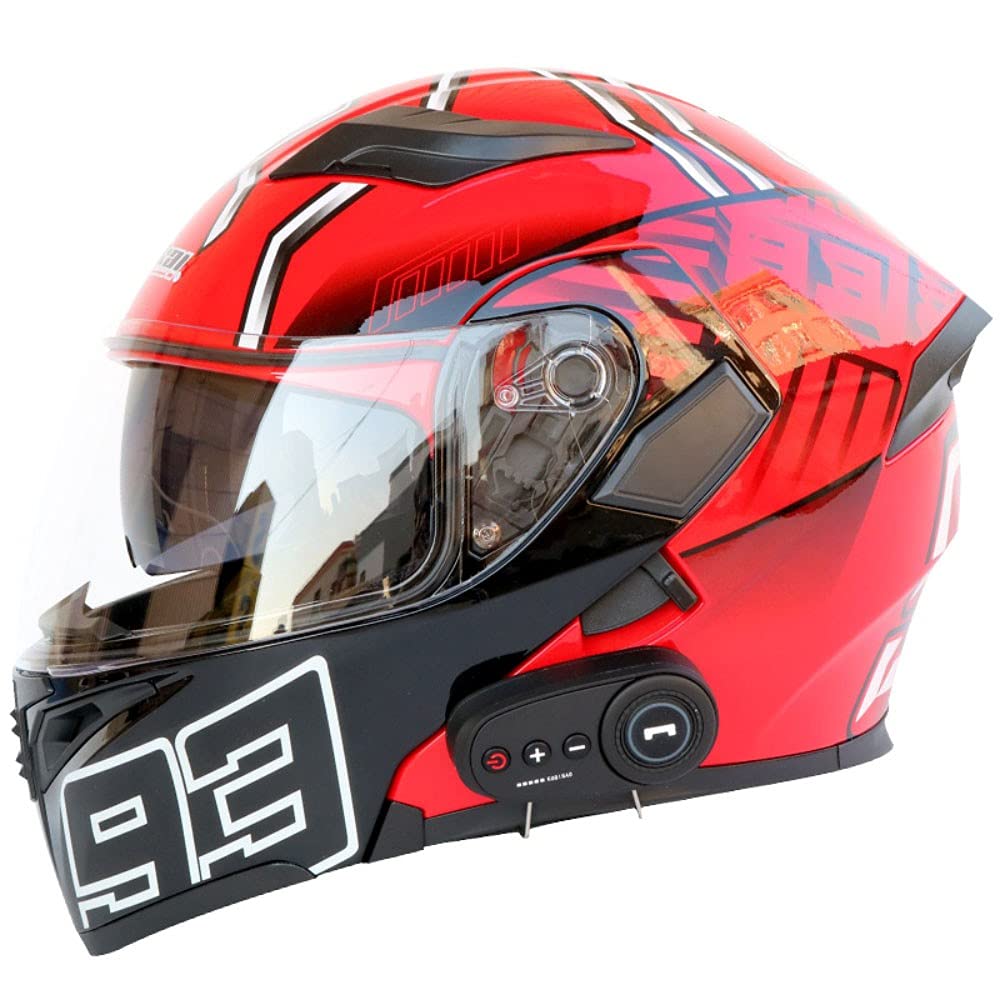 Motorradhelm Klapphelm Mit Bluetooth - Klapphelm Motorrad Herren - RollerHelm Bluetooth-Helm Mit Doppelvisier, ECE Genehmigt Motorradhelm Für Damen Und Herren M~XXL von BCCDP