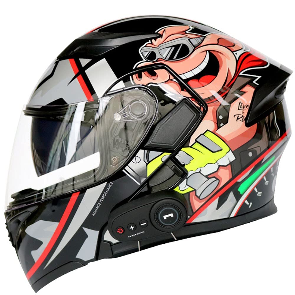 Motorradhelm Klapphelm Mit Bluetooth - Klapphelm Motorrad Herren - RollerHelm Bluetooth-Helm Mit Doppelvisier, ECE Genehmigt Motorradhelm Für Damen Und Herren M~XXL von BCCDP