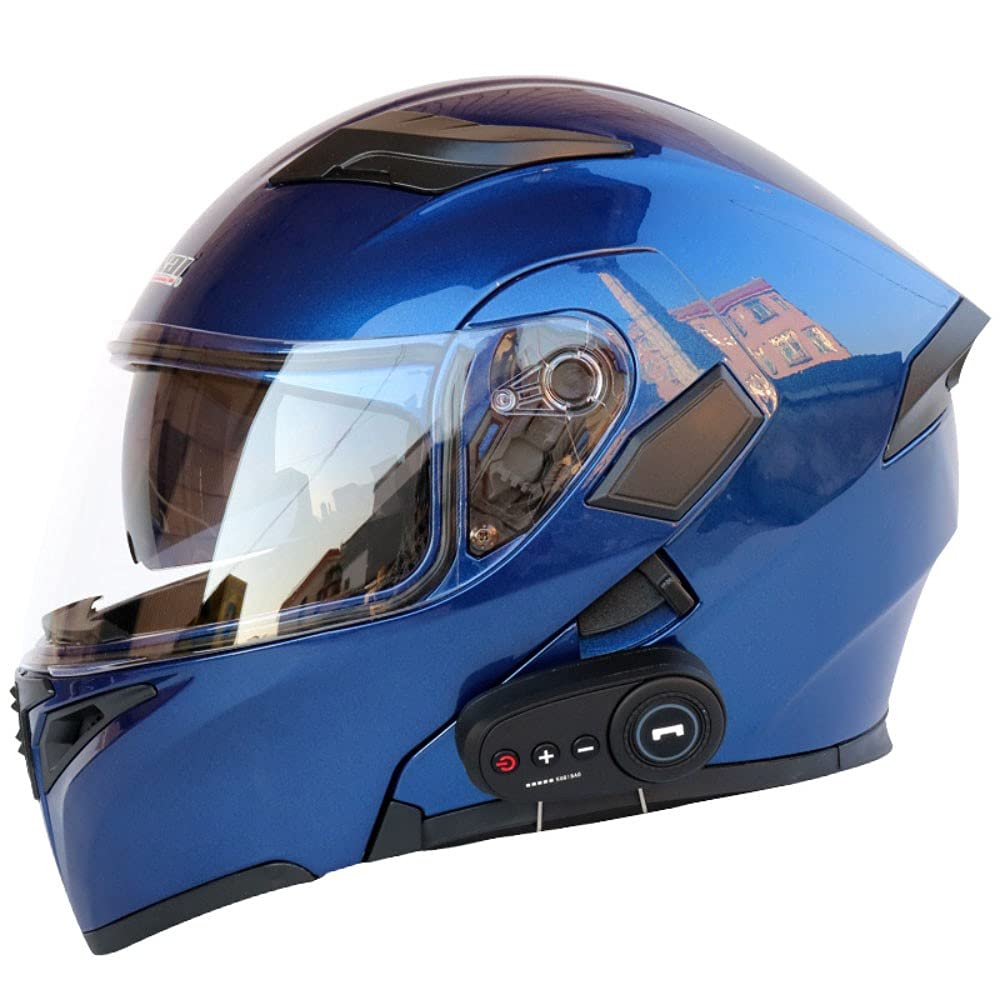 Motorradhelm Klapphelm Mit Bluetooth - Klapphelm Motorrad Herren - RollerHelm Bluetooth-Helm Mit Doppelvisier, ECE Genehmigt Motorradhelm Für Damen Und Herren M~XXL von BCCDP