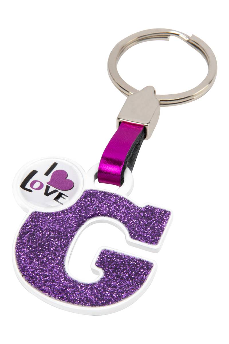 BC CORONA Metallischer Schlüsselanhänger I Love; Buchstabe G; Rosa Farbe. von BC CORONA