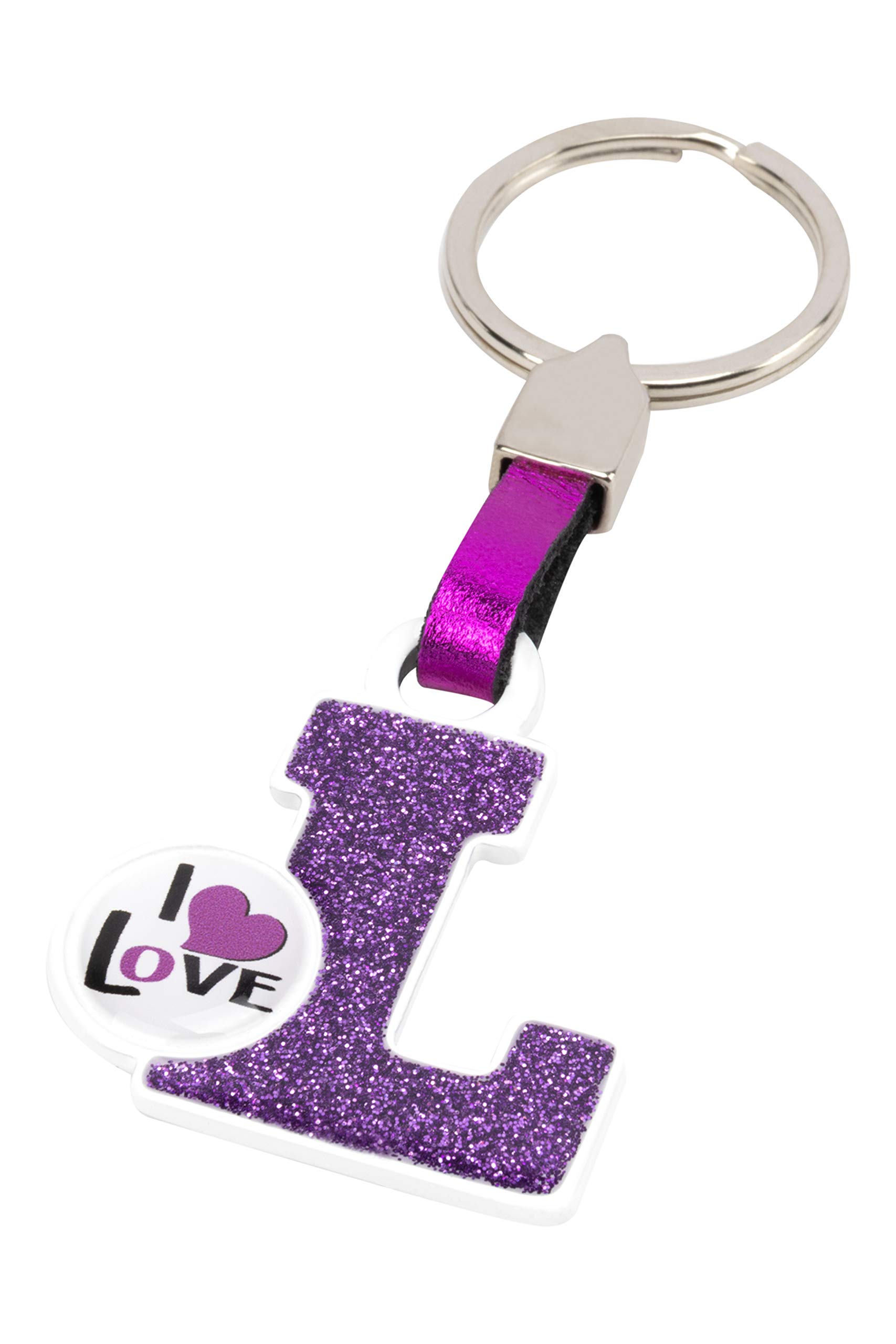 BC CORONA Metallischer Schlüsselanhänger I Love; Buchstabe L; Rosa Farbe. von BC CORONA