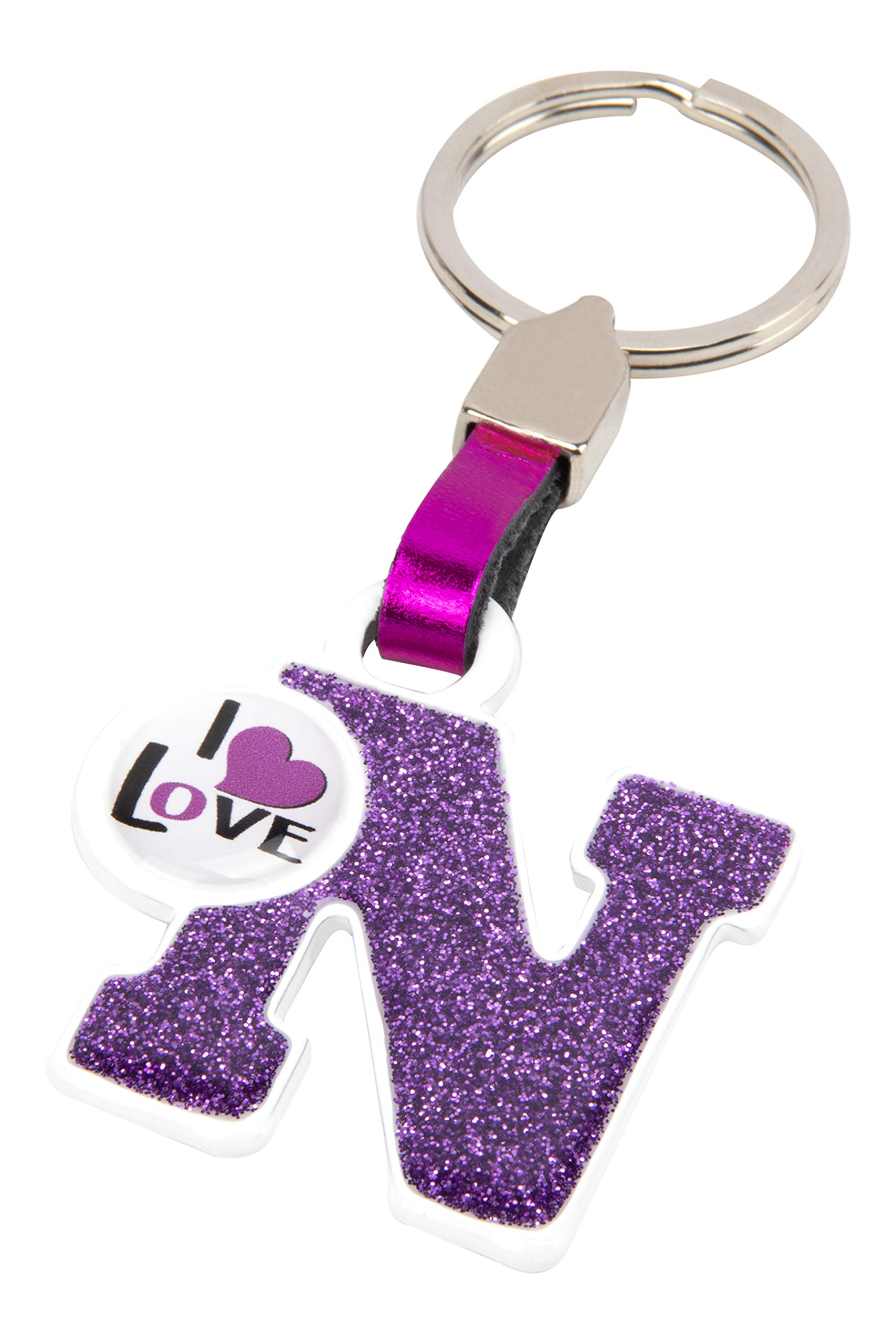 BC CORONA Metallischer Schlüsselanhänger I Love; Buchstabe N; Rosa Farbe. von BC CORONA