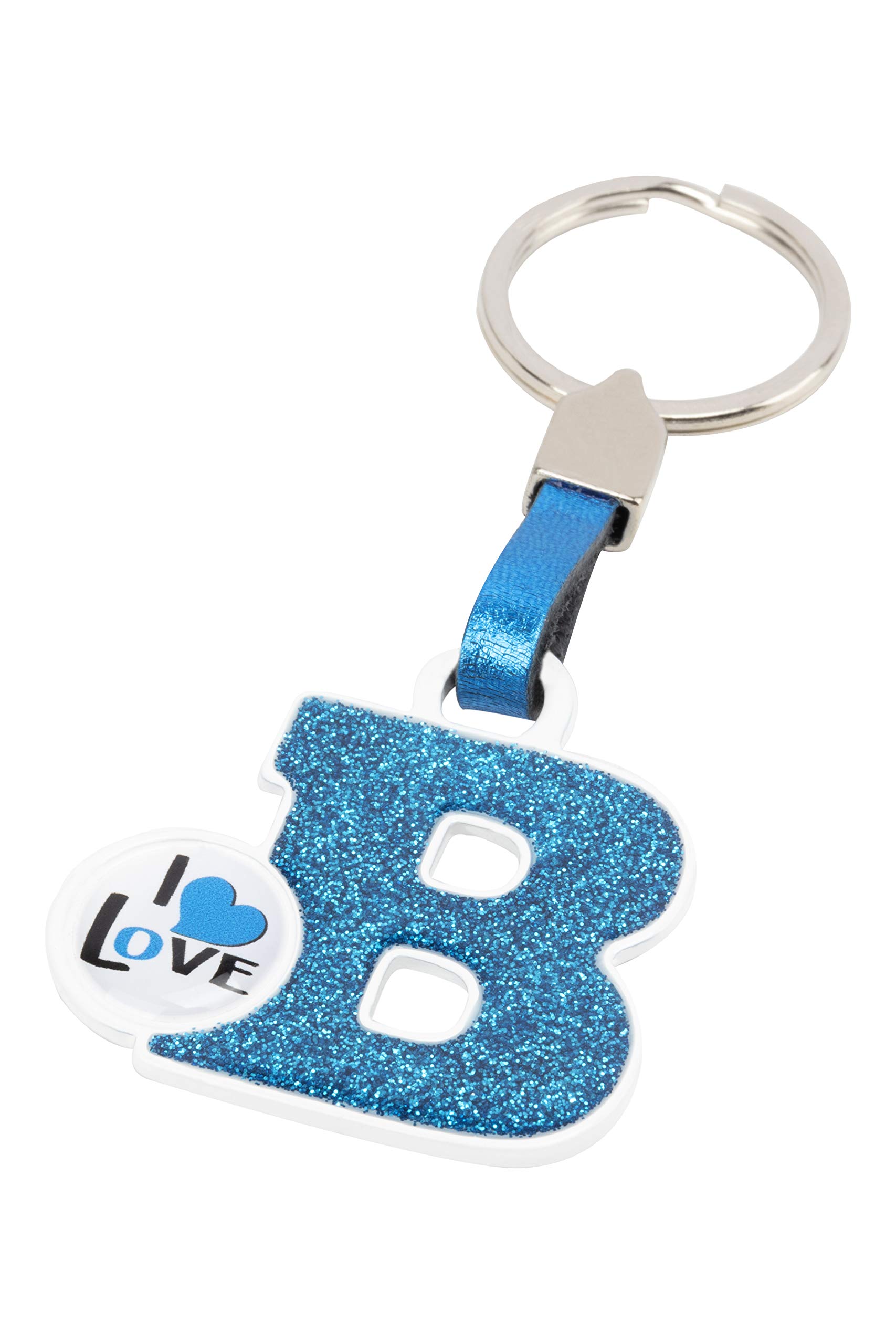BC CORONA Metallischer Schlüsselanhänger I Love; Buchstabe B; Blau Farbe. von BC CORONA