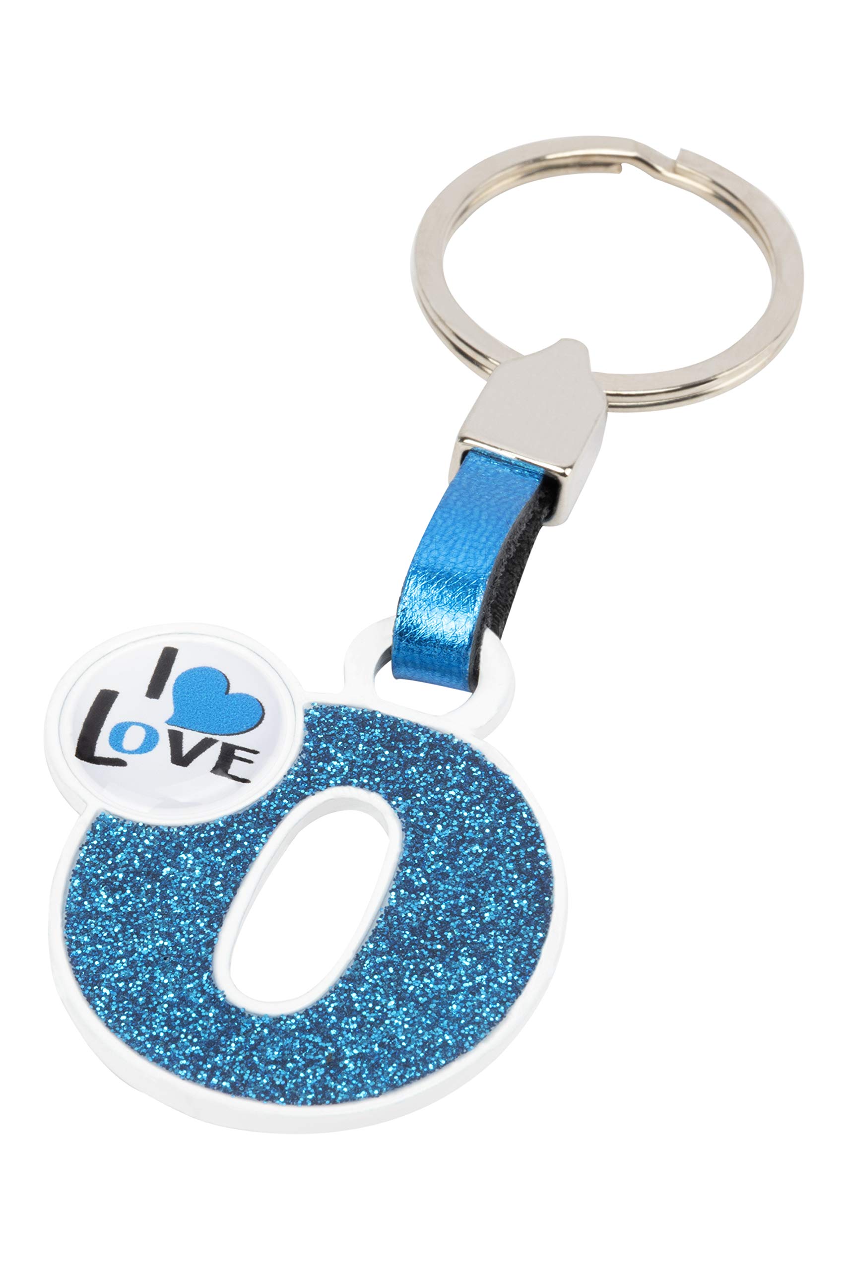 BC CORONA Metallischer Schlüsselanhänger I Love; Buchstabe O; Blau Farbe. von BC CORONA
