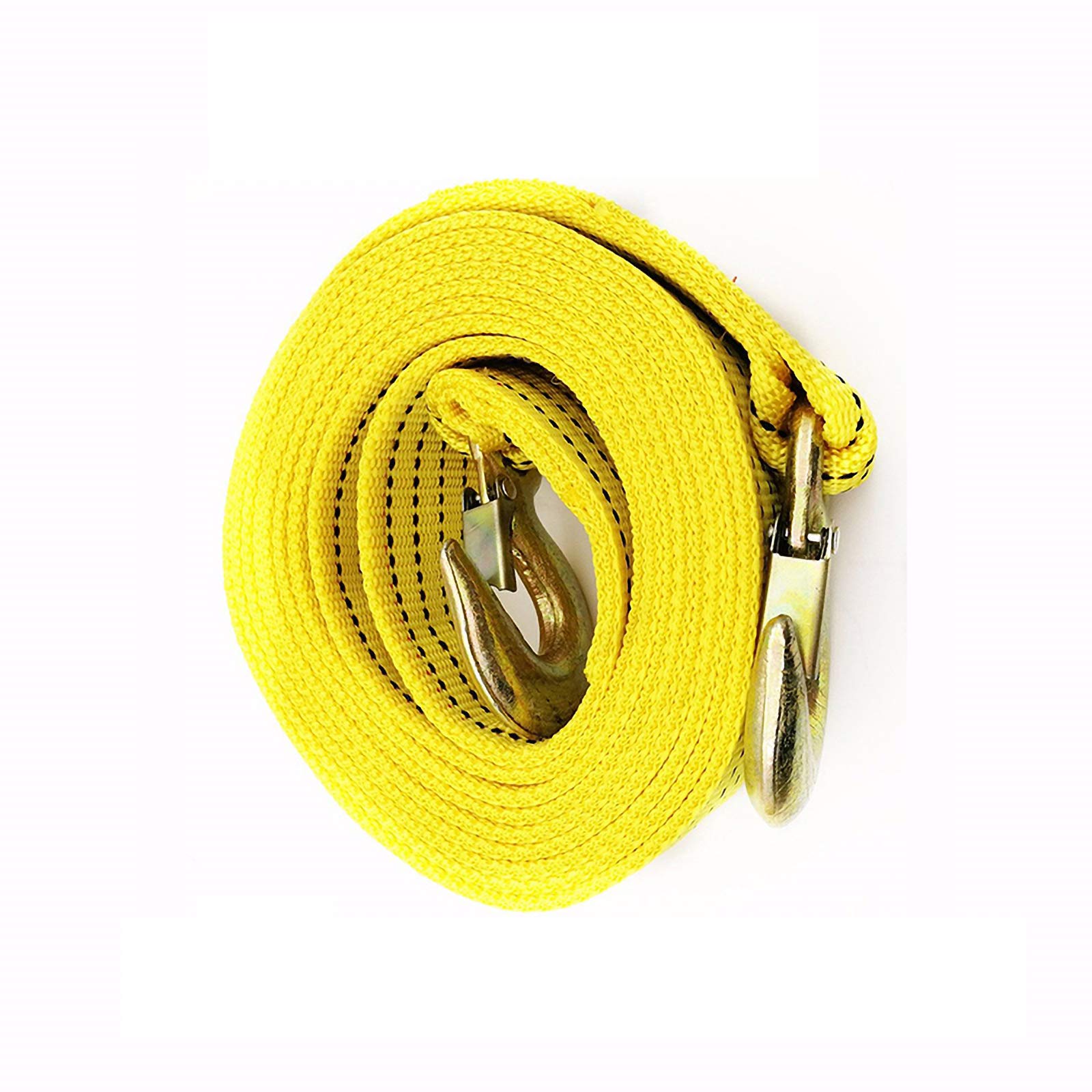 Anhängerhaken, Abschleppseil Abschleppgurt Hochleistungs-Abschleppgurt 4 m/5 t, hochfester Abschleppgurt mit Zwei Sicherheitshaken, Windenseil for Abschleppen von Bergen(Yellow) von BCJMKDX