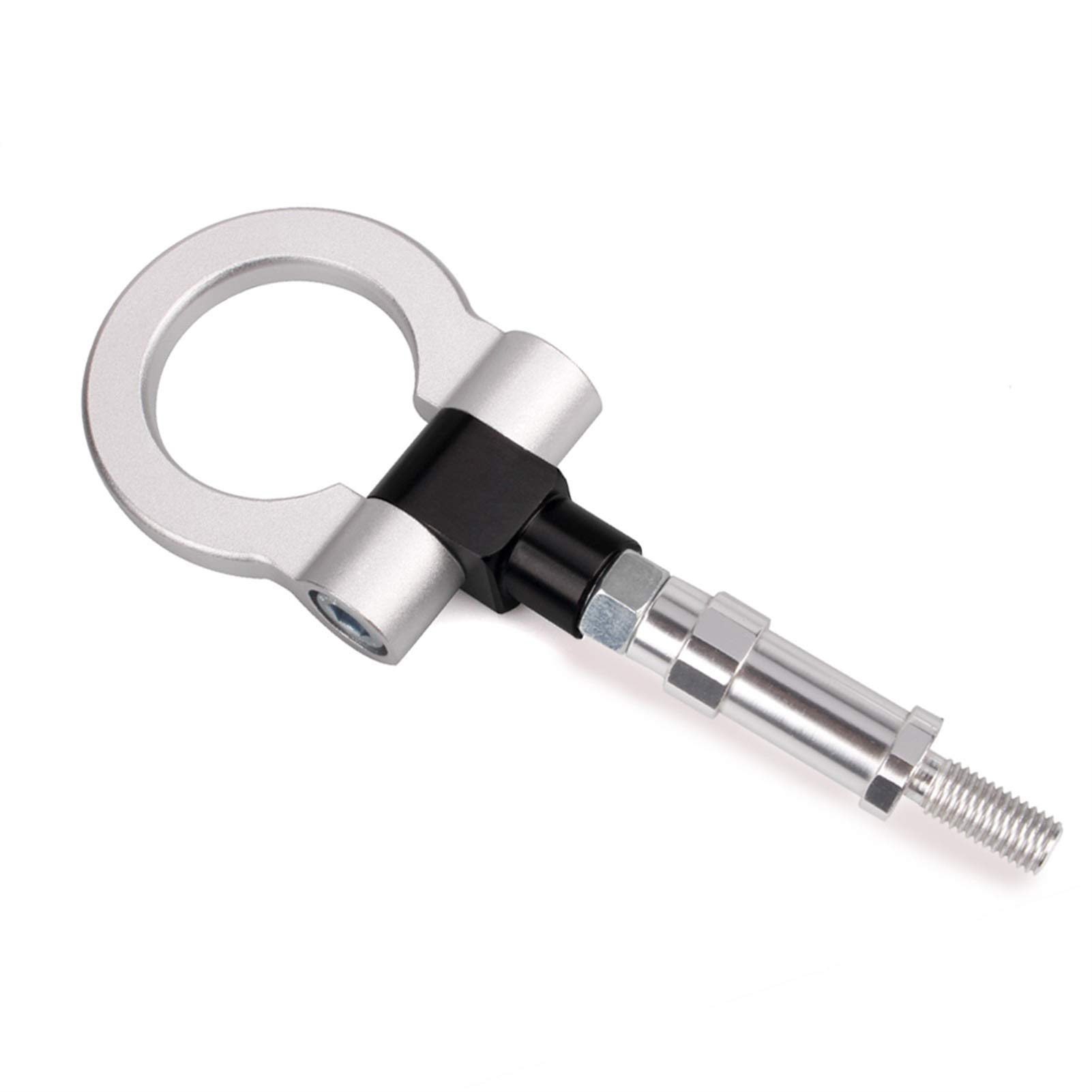 Anhängerhaken, Rennwagen Billet Aluminium Anschraubbarer Front Auto Abschlepphaken Ring Kit(Silver) von BCJMKDX