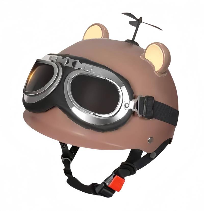 Motorradhelm Katzenohren Herren- Und Damenmode Motorradhelm Mit ECE-Zertifizierter Helm, Mit Schnellverschluss Elektroroller Moped Helm B,55-60CM von BDBRHFG