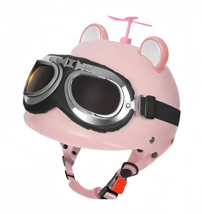 Motorradhelm Katzenohren Herren- Und Damenmode Motorradhelm Mit ECE-Zertifizierter Helm, Mit Schnellverschluss Elektroroller Moped Helm D,55-60CM von BDBRHFG