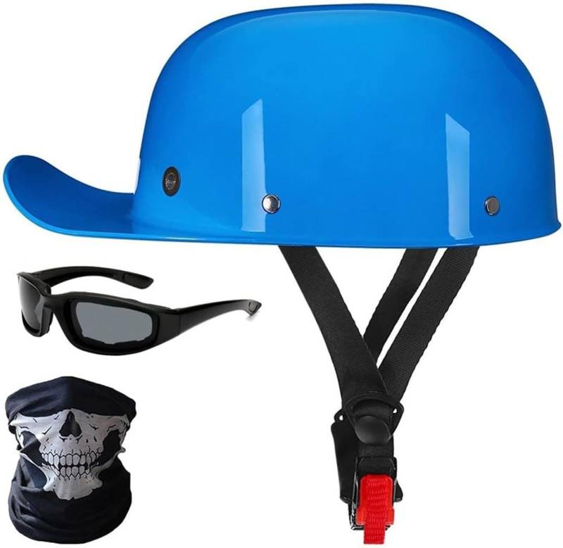 Motorradhelme mit Visier, ECE-geprüfter Halbschalenhelm, Motorradhelme mit Schutzbrille und Gesichtsschutz I,L58-60CM von BDBRHFG