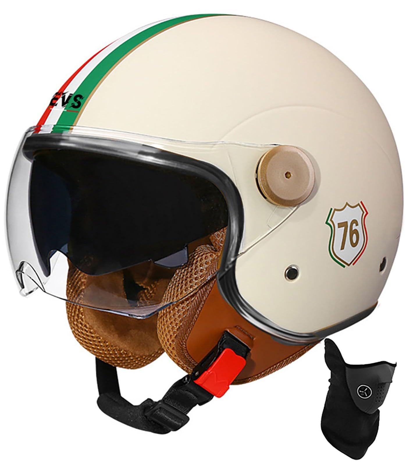 Offener Helm, Motorrad-Halbhelm, DOT/ECE-Zugelassener Motorrad-Sturzhelm Mit Sonnenblende, Retro-Vintage-Stil, Motorrad-Vespa-Jet-Helm Für Kinder, Jugendliche, Männer Und Frauen 9,M 56-57cm von BDBRHFG