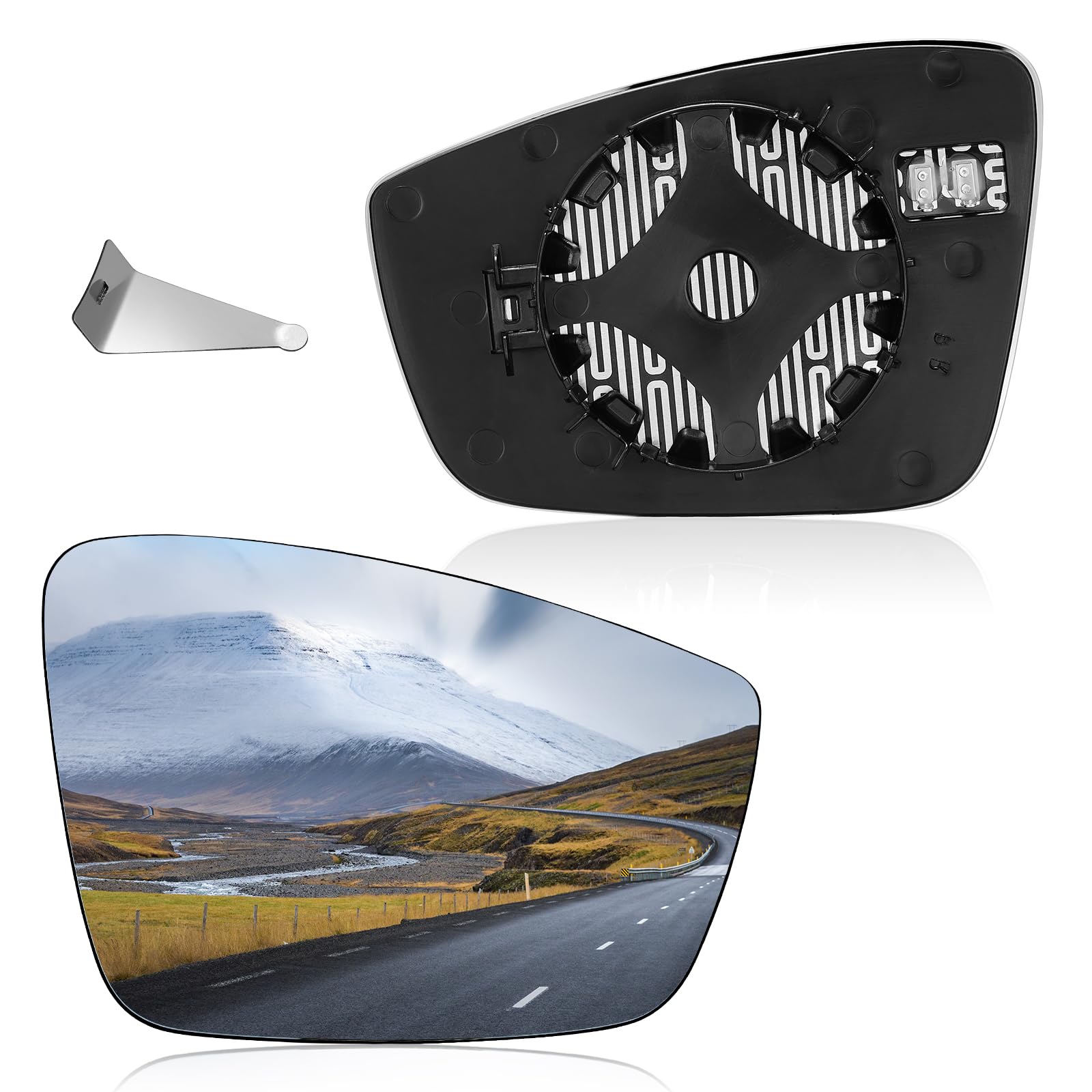 BDFHYK Beheiztes Spiegelglas für Beifahrerseite, kompatibel mit VW Passat 2012–2015, konvexer Rückspiegel mit Trägerplatte 561857522A, 5C6857522A (rechts) von BDFHYK