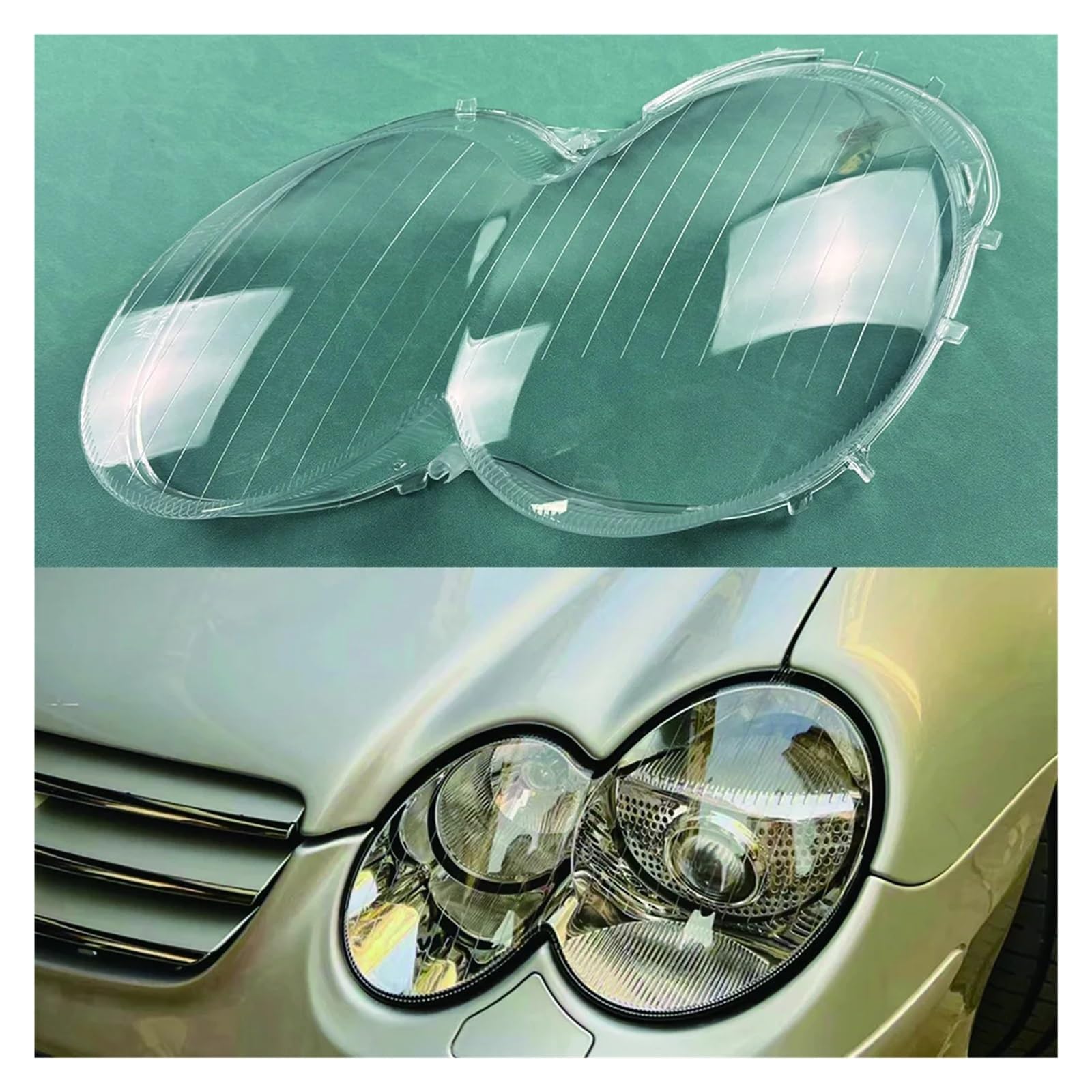 Kompatibel for Benz SL-Klasse W230 2004-2007 Auto-Frontscheinwerferabdeckung Auto-Scheinwerfer-Lampenschirm Lampenabdeckung Scheinwerferglaslinsenschale(Left) von BDGYJGFE
