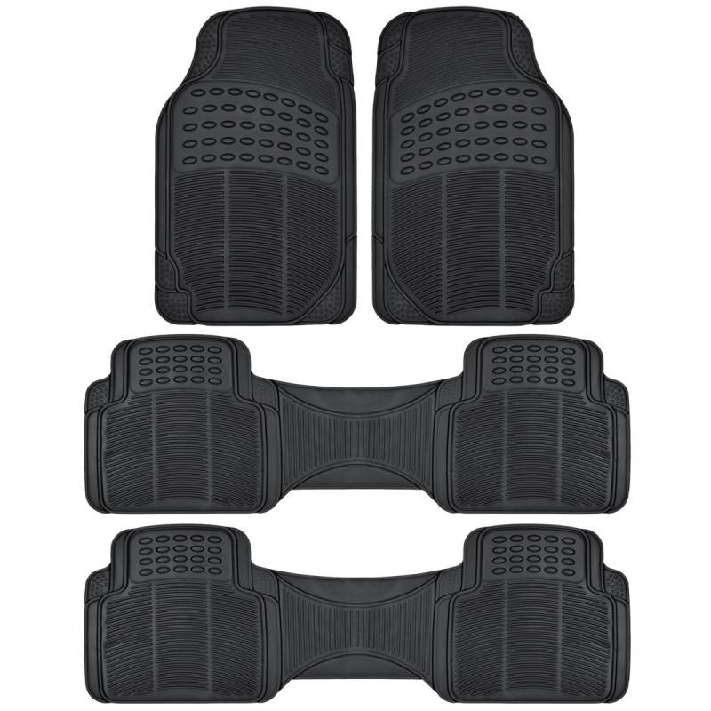 BDK 3-reihige ProLiner Original-Gummi-Fußmatten für Auto, SUV, Van (passend für 3. Reihe) – Allwetterschutz, universelle Passform (schwarz) von BDK