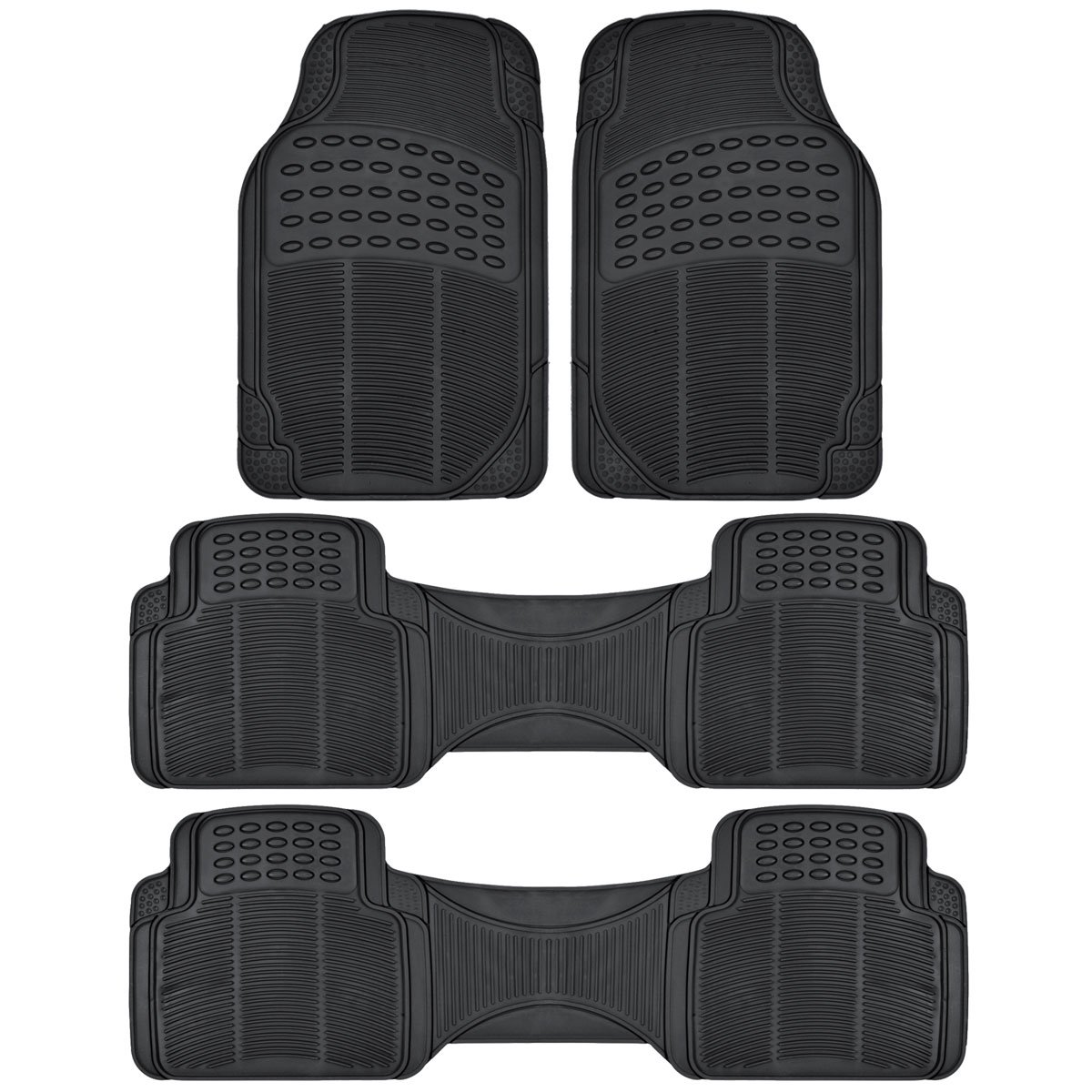BDK 3-reihige ProLiner Original-Gummi-Fußmatten für Auto, SUV, Van (passend für 3. Reihe) – Allwetterschutz, universelle Passform (schwarz) von BDK